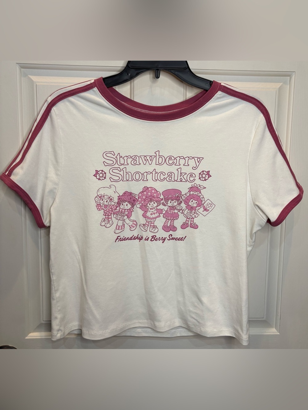 Strawberry Shortcake Friendship is Berry Sweet Ringer Tee White & Pink XL